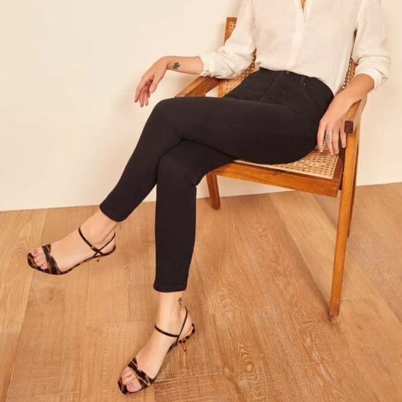REFORMATION Serena High Waisted Rise Skinny Black Denim Jeans NEW WITH TAGS! - Picture 12 of 13